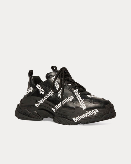 Balenciaga Triple S Logotype Black / White Low Top Sneakers - 3