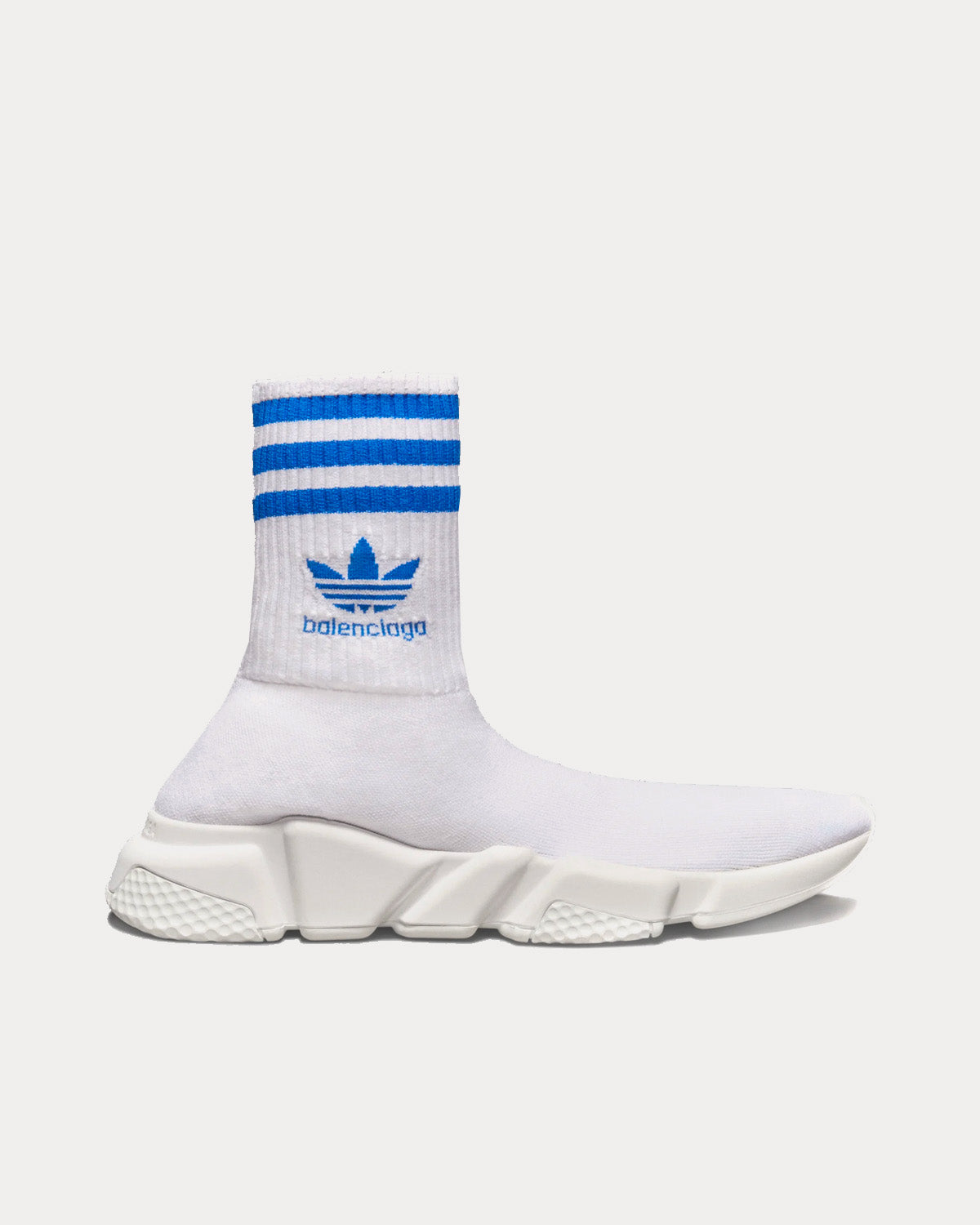Balenciaga x Adidas - Speed Knit White / Blue High Top Sneakers