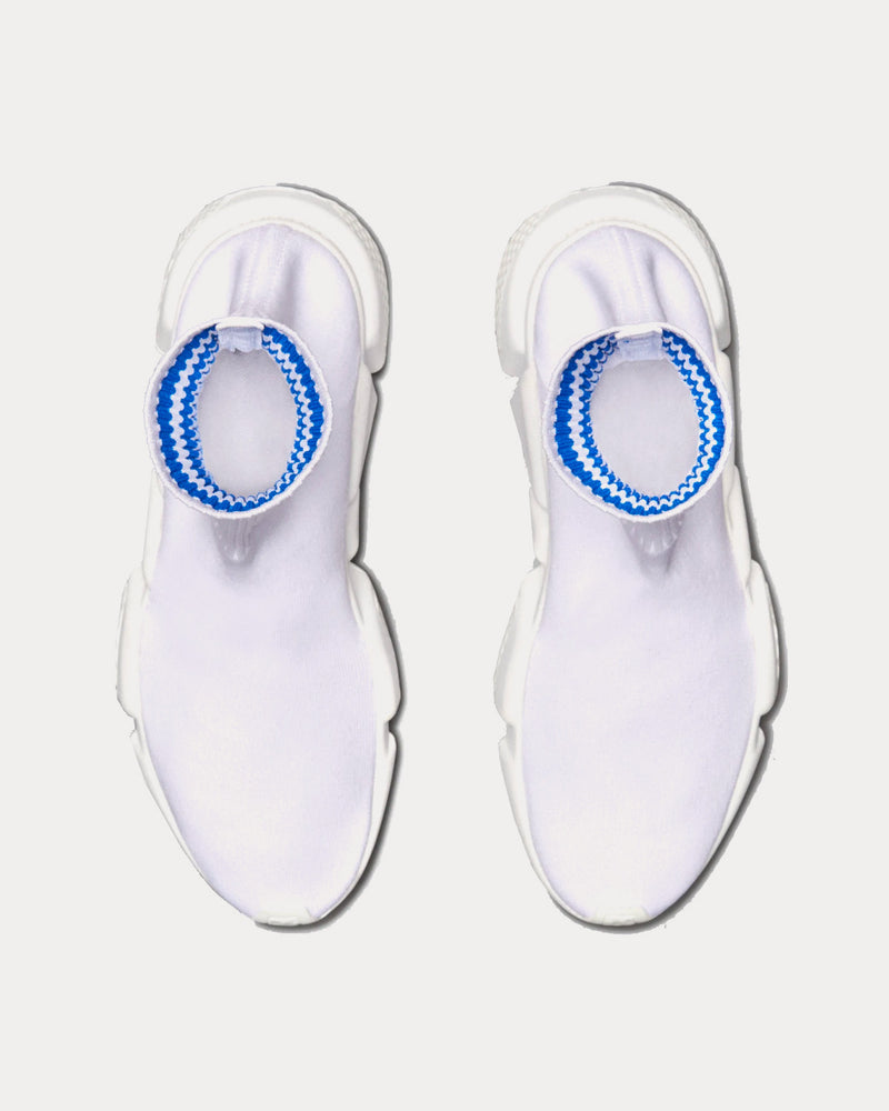 Balenciaga x Adidas Speed Knit White / Blue High Top Sneakers - 2