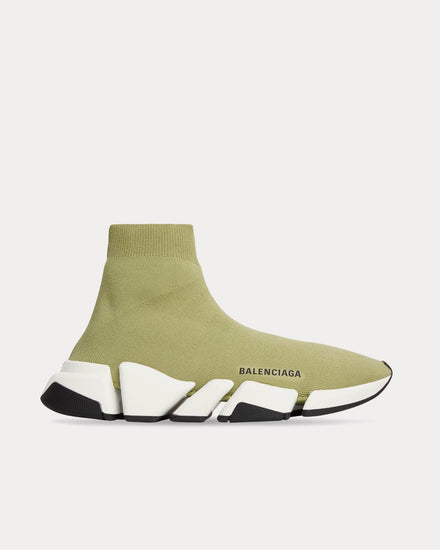 Balenciaga Speed 2.0 Recycled Knit Green High Top Sneakers - 1