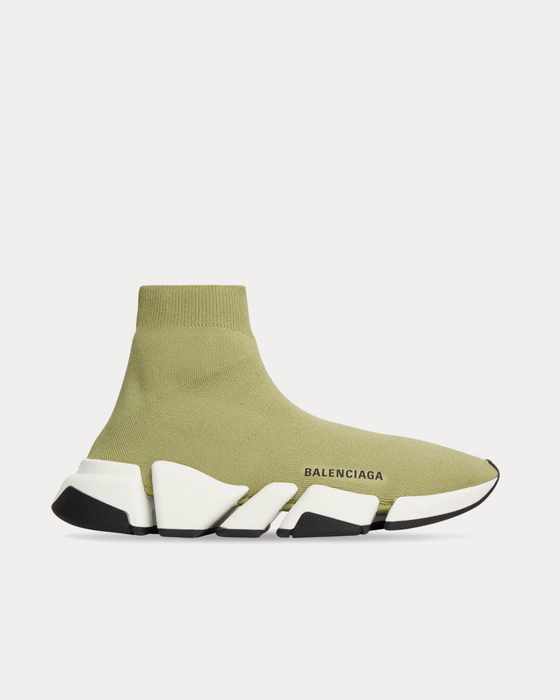 Balenciaga Speed 2.0 Recycled Knit Green High Top Sneakers - 1