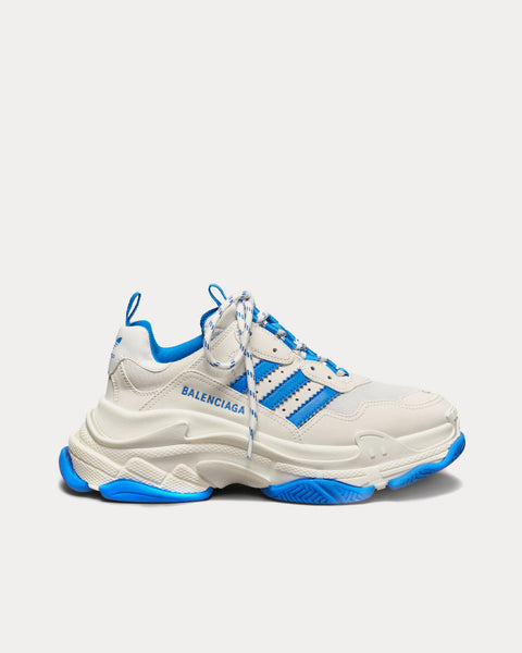 Triple S White / White / Blue Low Top Sneakers