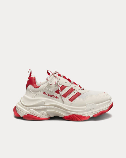 Balenciaga x Adidas Men's Triple S White / White / Red Low Top Sneakers Balenciaga x Adidas Men's Triple S White / White / Red Low Top Sneakers
