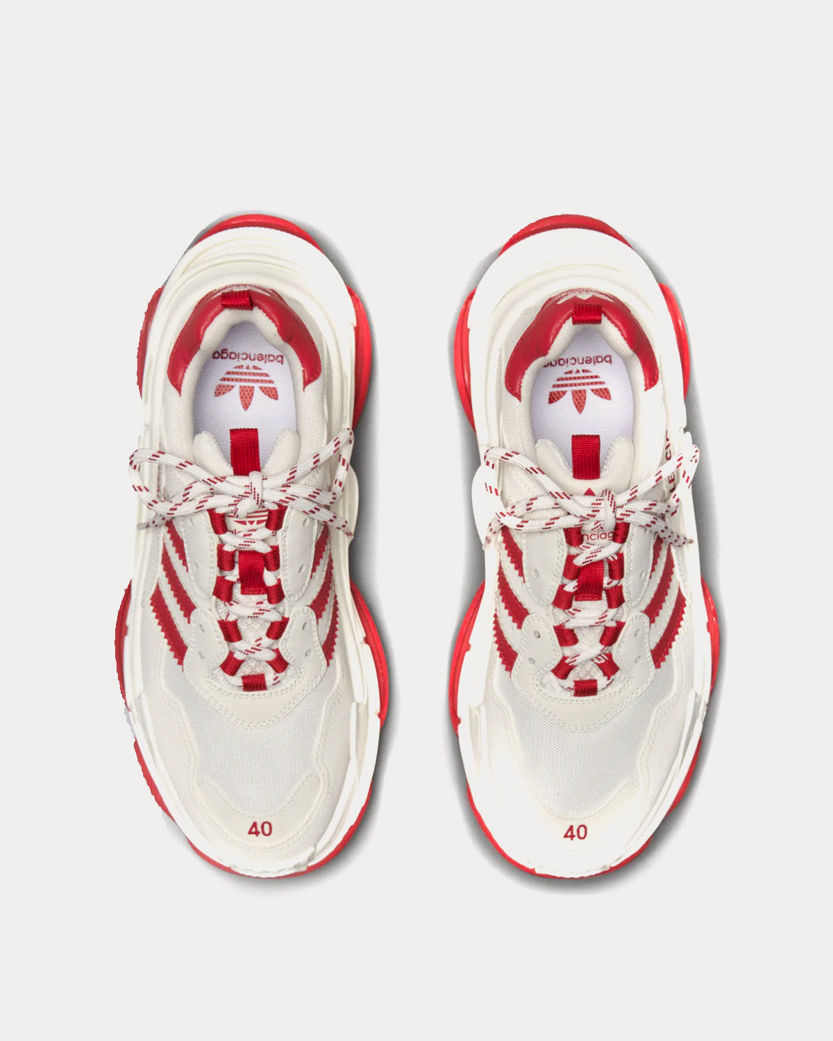 Balenciaga x Adidas - Triple S White / White / Red Low Top Sneakers