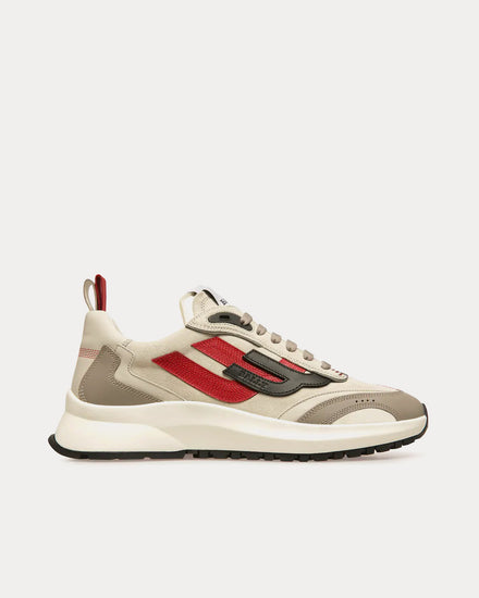 Bally Dark Leather Grey / Dusty White / Red Low Top Sneakers - 1