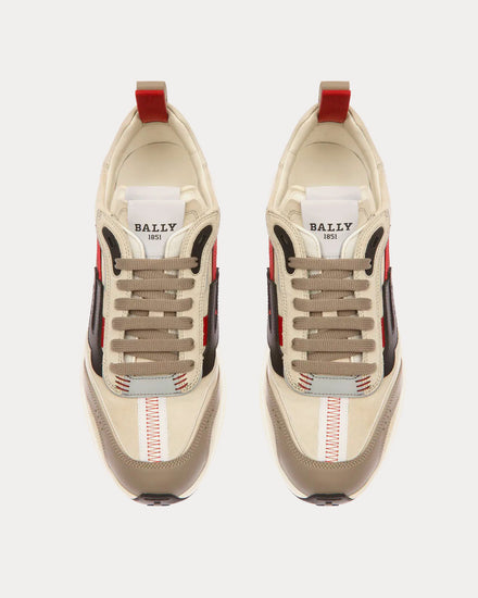 Bally Dark Leather Grey / Dusty White / Red Low Top Sneakers - 2