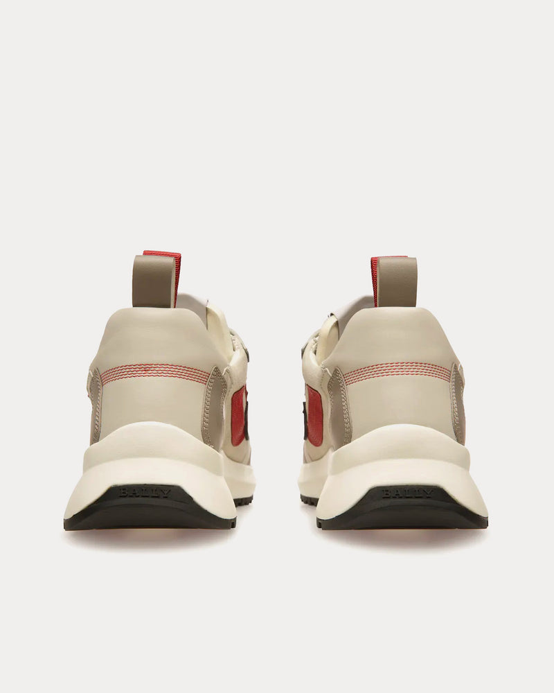 Bally Dark Leather Grey / Dusty White / Red Low Top Sneakers - 4