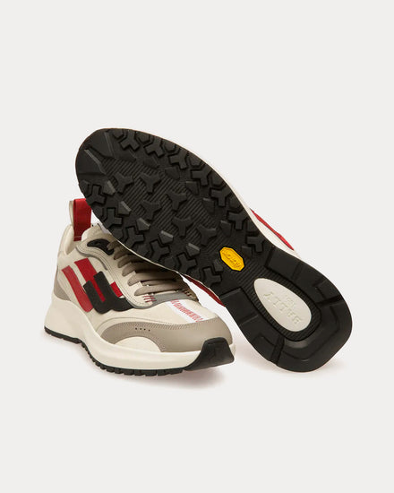 Bally Dark Leather Grey / Dusty White / Red Low Top Sneakers - 3