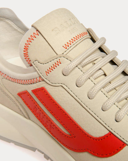 Bally Darys Leather Dusty White / Orange Low Top Sneakers - 5