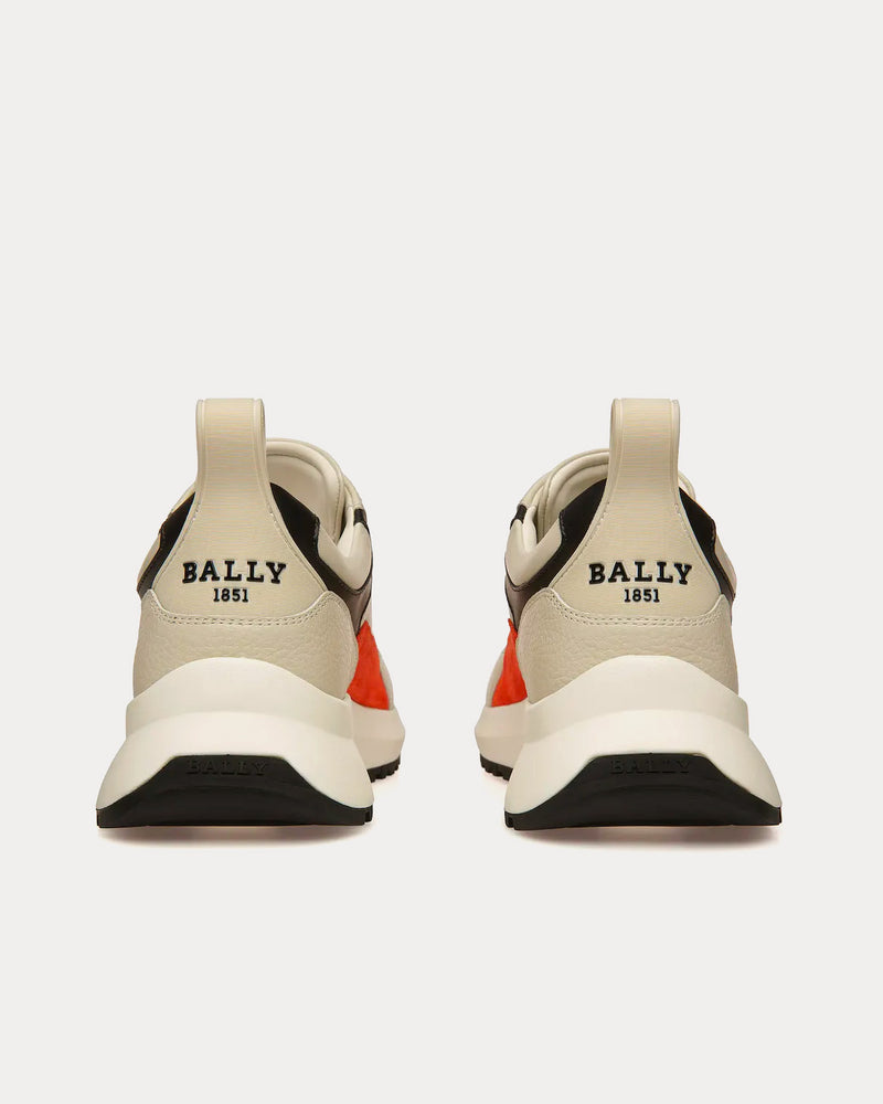 Bally Dave Leather & Fabric Dusty White / Orange Low Top Sneakers - 3