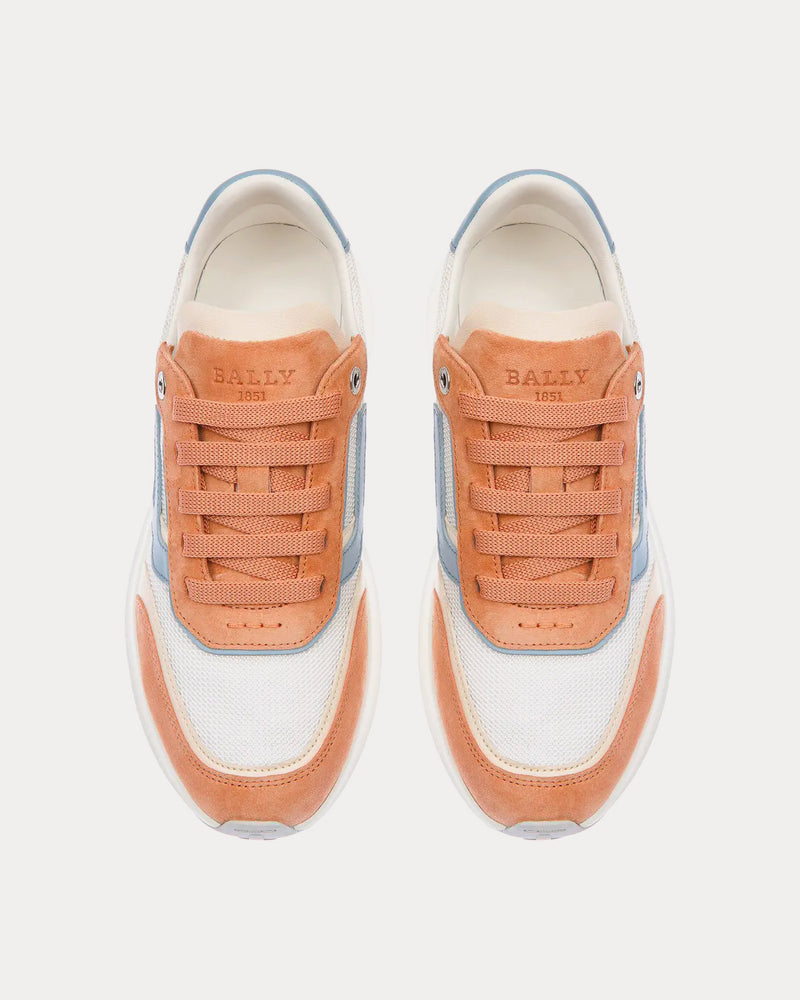 Bally Demmy Leather & Fabric Peach / Bone / White Low Top Sneakers - 2