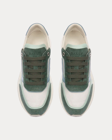 Bally Demmy Leather & Fabric Sage / Light Blue / White Low Top Sneakers - 2
