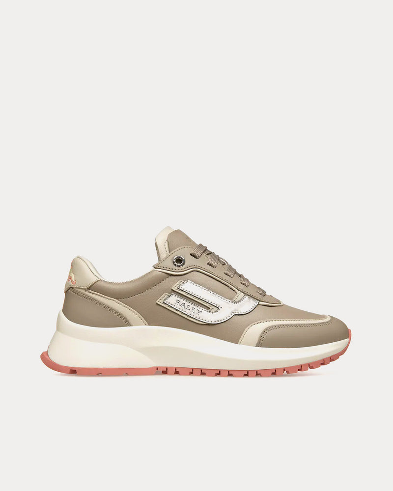 Bally Women's Demmy Leather Grey Dusty White Low Top Sneakers