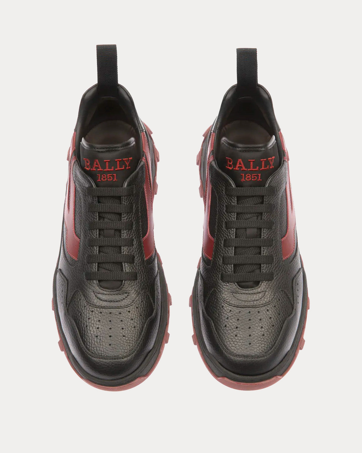 Bally Holden Leather Fabric Black Heritage Red Low Top Sneakers Sneak in Peace