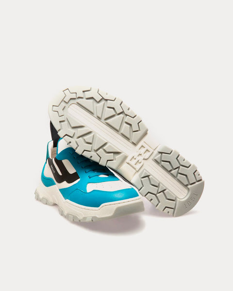 Holden Leather & Fabric Light Blue / White Low Top Sneakers