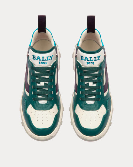 Bally Holden Leather & Fabric Green / White Low Top Sneakers - 2