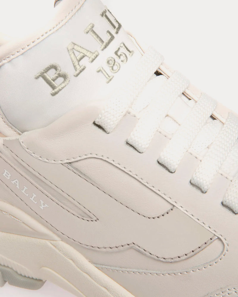 Bally Holden Leather & Fabric White / Silver Low Top Sneakers - 5