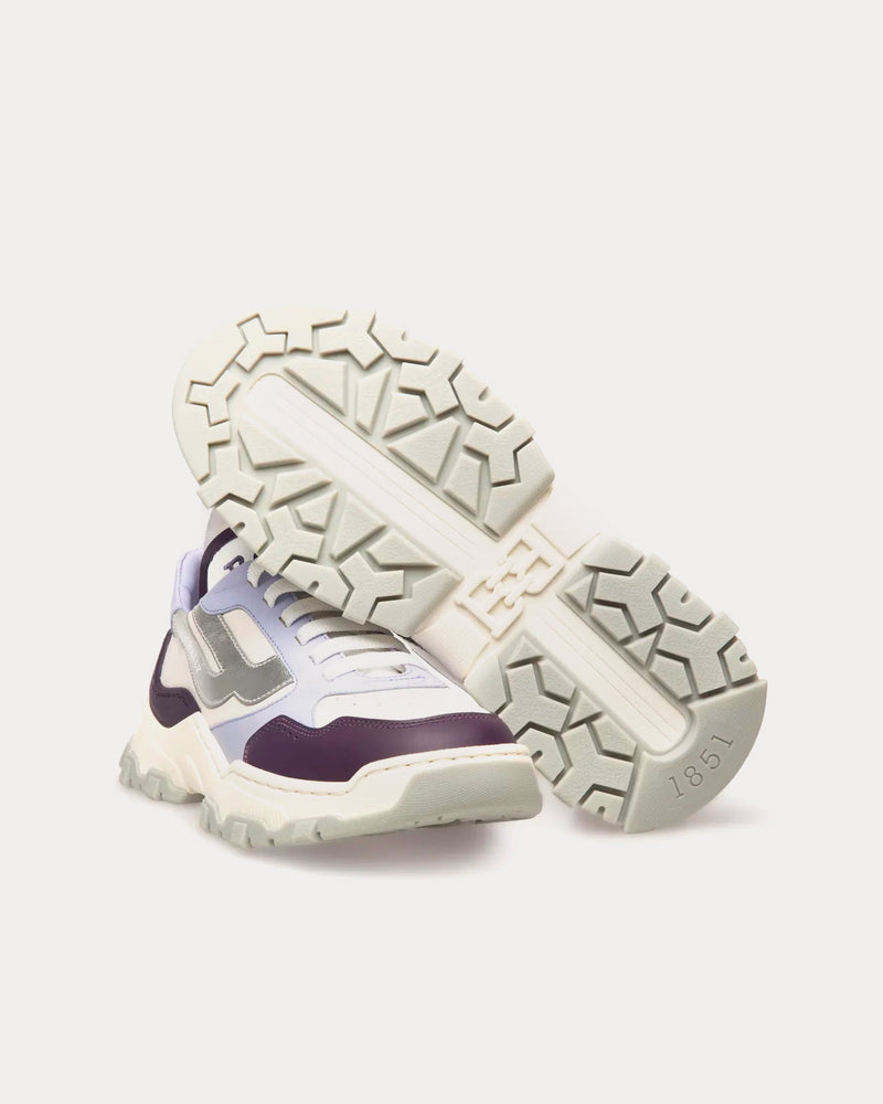 Bally Holden Leather & Fabric Purple / White Low Top Sneakers - 3