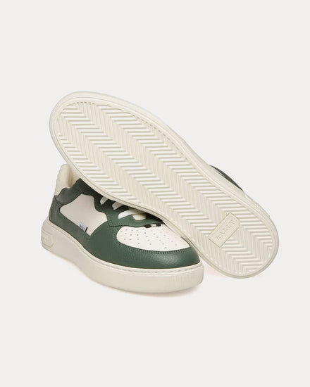 Bally Mark Leather & Fabric Sage / White Low Top Sneakers - 3