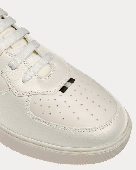 Bally Mark Leather & Fabric White Low Top Sneakers - 5