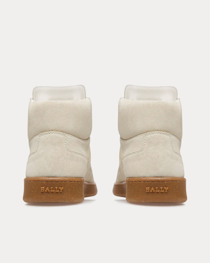 Bally Wiggles Leather Dusty White High Top Sneakers - 4