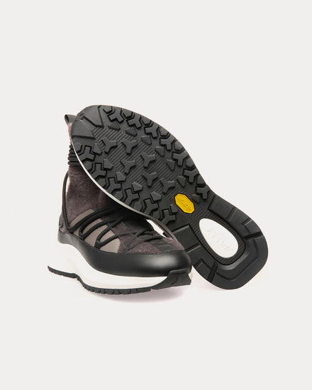 Bally Dalyla Cashmere Fabric & Leather Grey / Black High Top Sneakers - 4