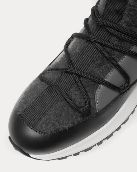 Bally Dalyla Cashmere Fabric & Leather Grey / Black High Top Sneakers - 5