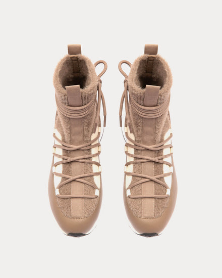 Bally Dalyla Cashmere Fabric & Leather Taupe / Bone High Top Sneakers - 2