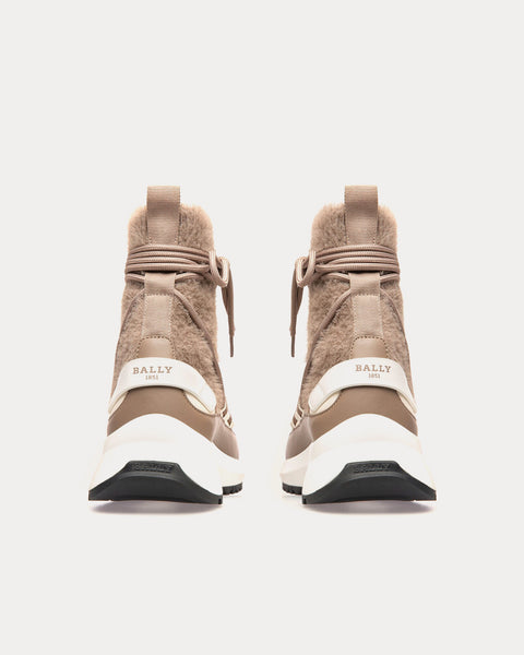 Dalyla Cashmere Fabric & Leather Taupe / Bone High Top Sneakers