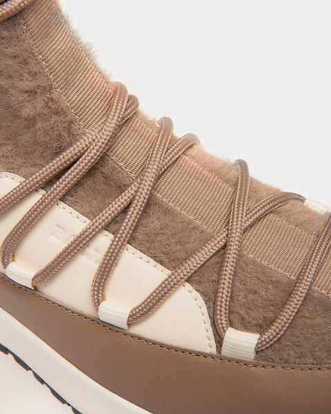 Dalyla Cashmere Fabric & Leather Taupe / Bone High Top Sneakers