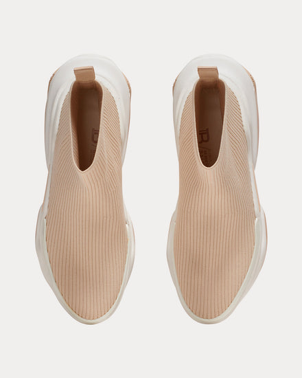 Balmain B-Bold Knit Beige High Top Sneakers - 2