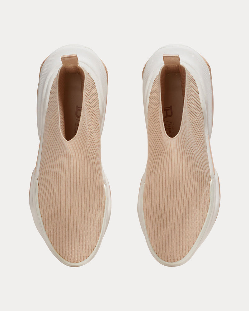 Balmain B-Bold Knit Beige High Top Sneakers - 2