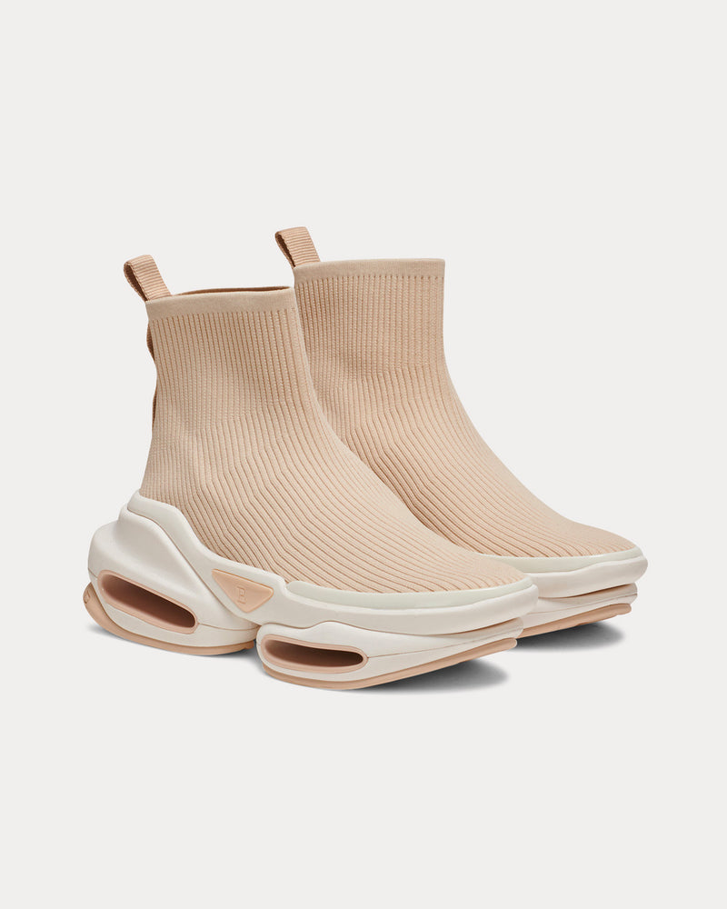 Balmain B-Bold Knit Beige High Top Sneakers - 3