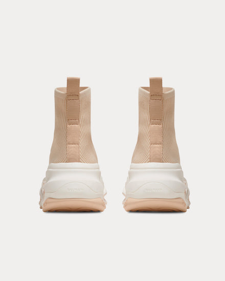 Balmain B-Bold Knit Beige High Top Sneakers - 4