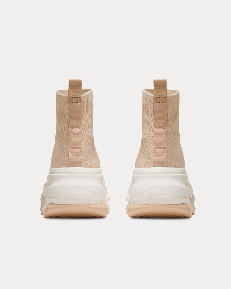 Balmain B-Bold Knit Beige High Top Sneakers - 4