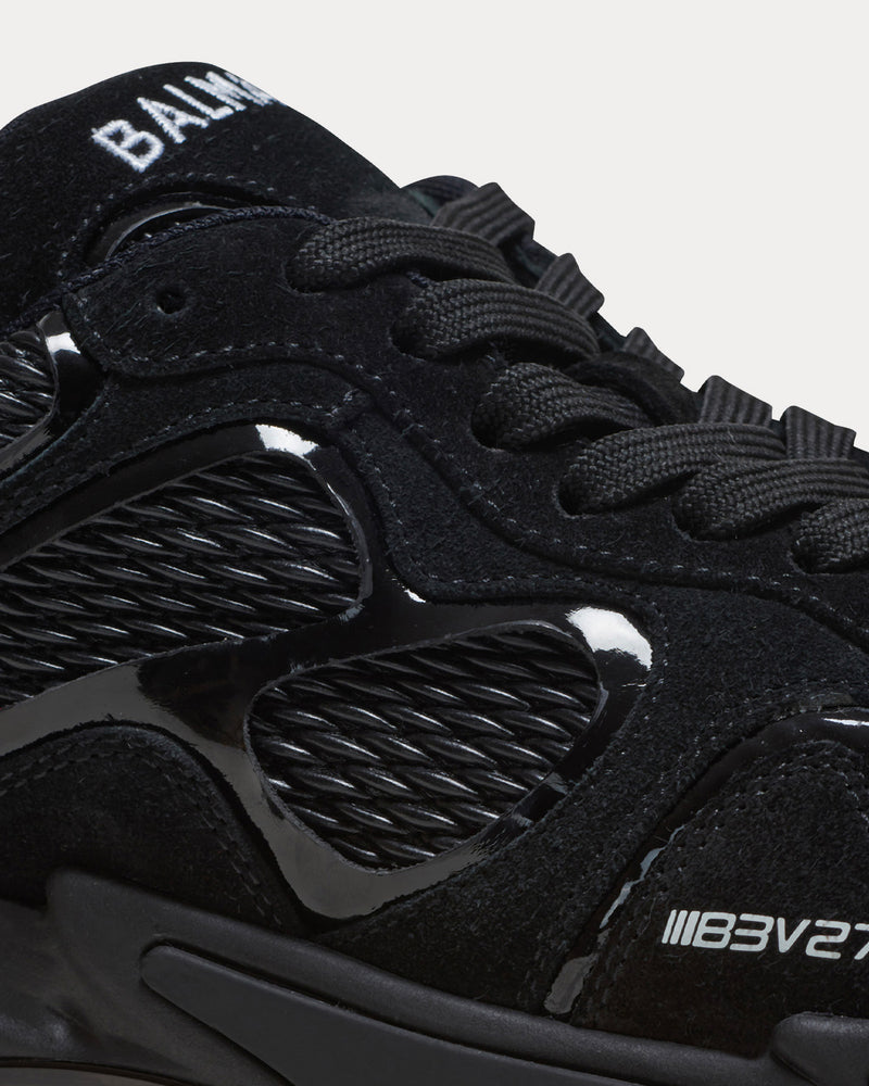 Balmain B-East Leather, Suede & Mesh Black Low Top Sneakers - 4