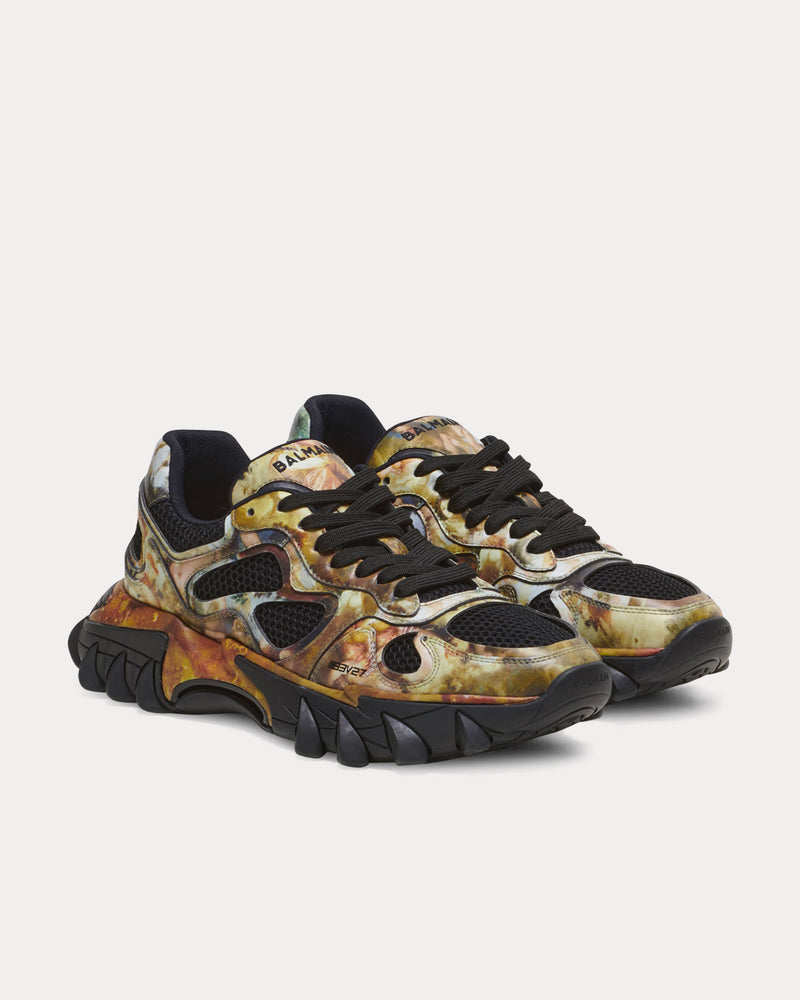 Balmain B-East Printed Leather and Mesh Multi Low Top Sneakers - 3