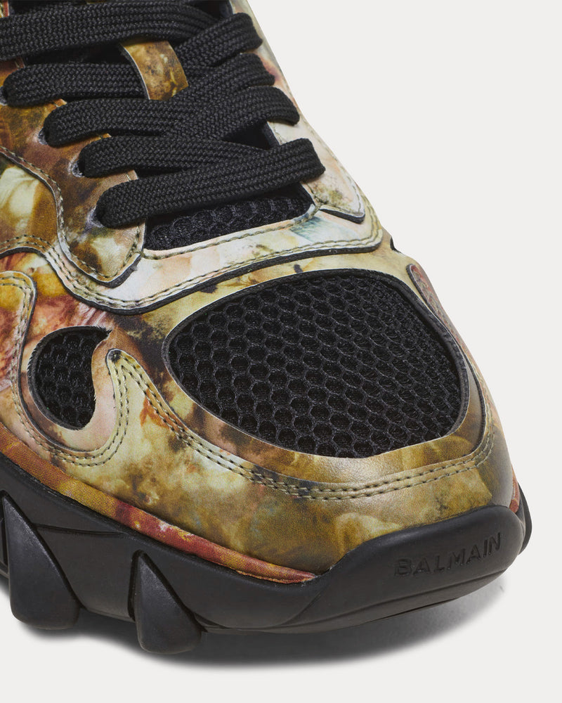 Balmain B-East Printed Leather and Mesh Multi Low Top Sneakers - 5