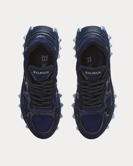 Balmain B-East Suede & Mesh Blue Low Top Sneakers - 2