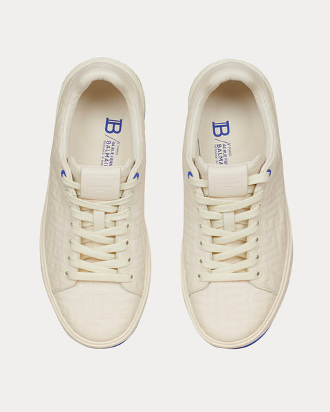 B-Court Monogram Embossed White Low Top Sneakers