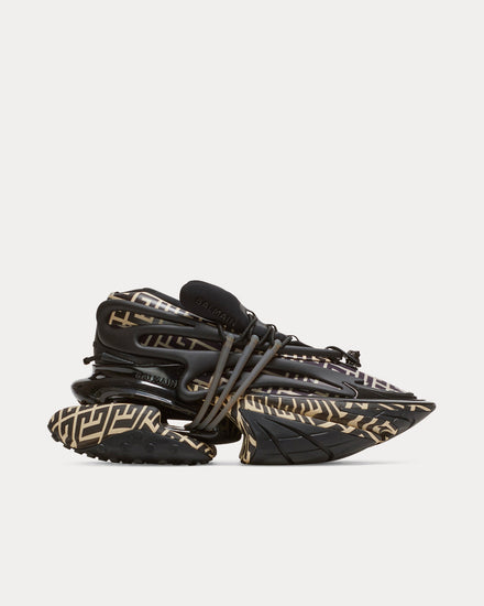 Balmain Men's Unicorn Neoprene Calfskin Black Low Top Sneakers