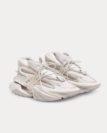 Balmain Unicorn Neoprene & Calfskin White Low Top Sneakers - 2
