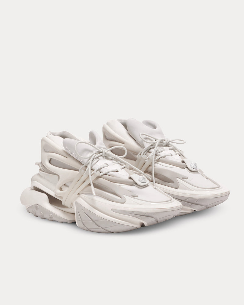 Balmain Unicorn Neoprene & Calfskin White Low Top Sneakers - 2