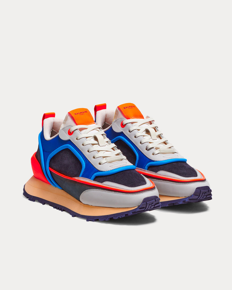 Balmain Racer Suede, Mesh & Nylon Multi Blue Low Top Sneakers - 3