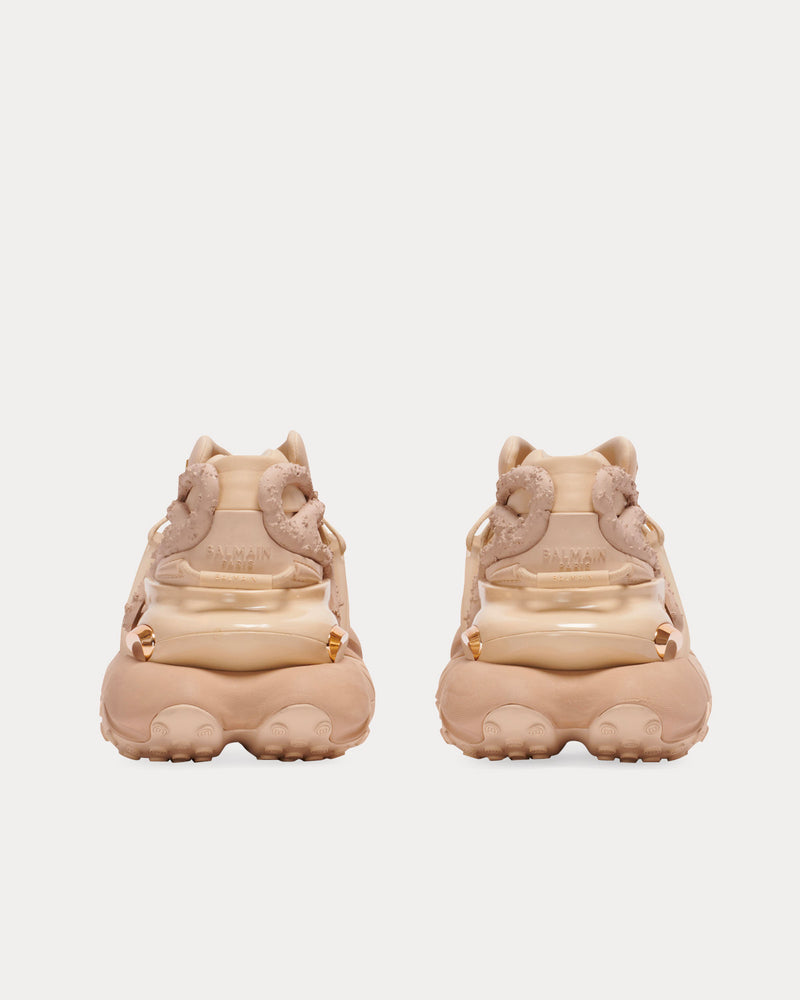 Balmain Unicorn Neoprene & Leather Beige Low Top Sneakers - 4