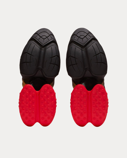 Balmain Unicorn Neoprene & Leather Black / Red Low Top Sneakers - 5