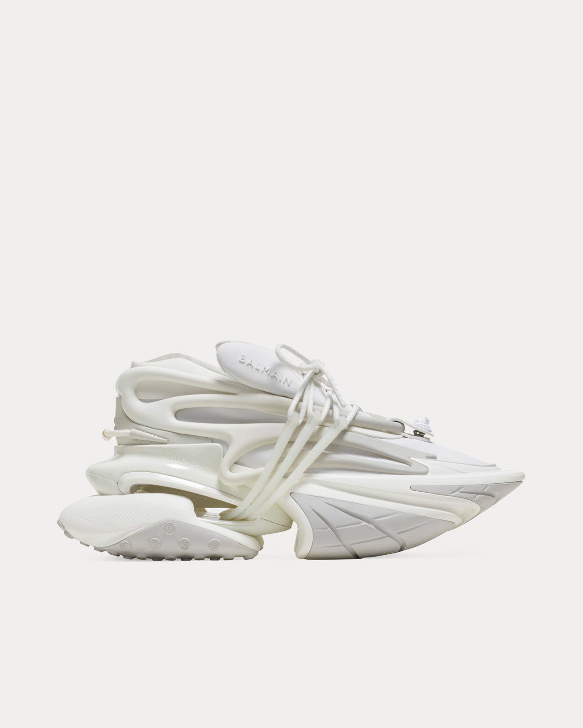 Balmain - Unicorn Neoprene & Leather White Low Top Sneakers