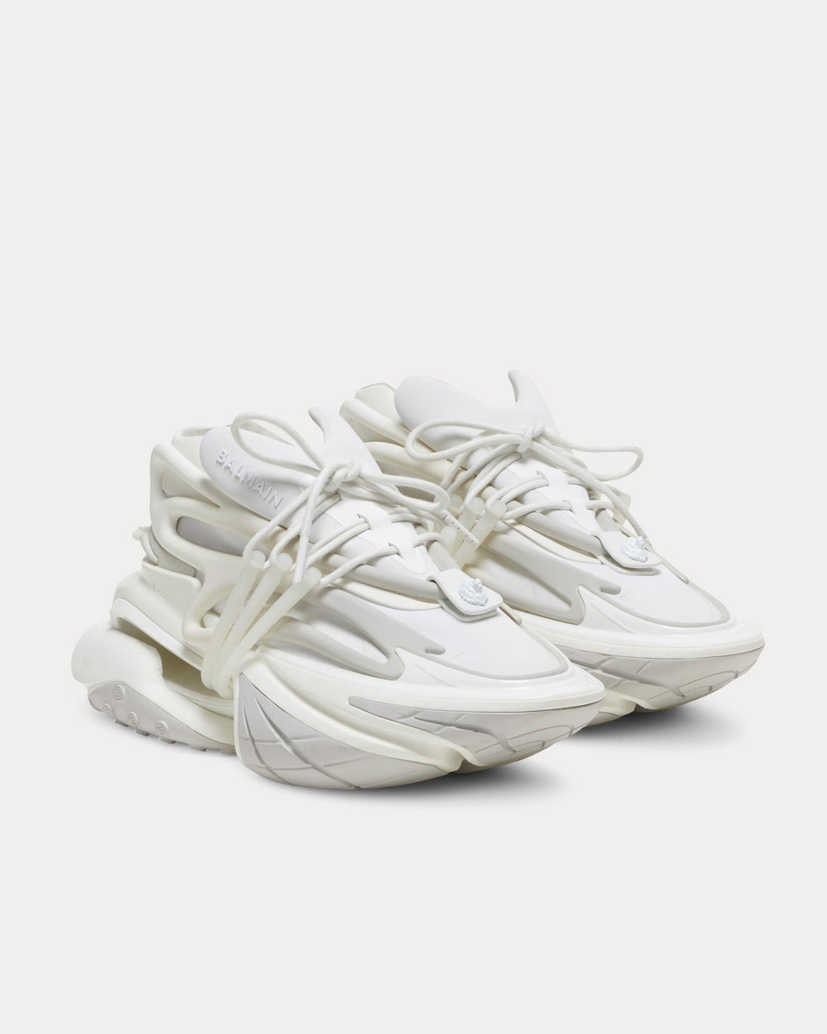 Balmain - Unicorn Neoprene & Leather White Low Top Sneakers