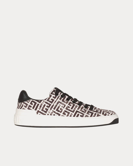 Balmain B-Court Monogram Canvas White / Black Low Top Sneakers - 1