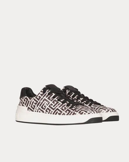 Balmain B-Court Monogram Canvas White / Black Low Top Sneakers - 3